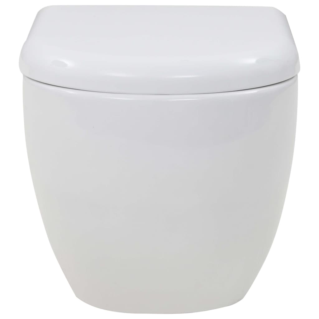 vidaXL Viseča WC školjka z vgradnim visokim kotličkom keramična