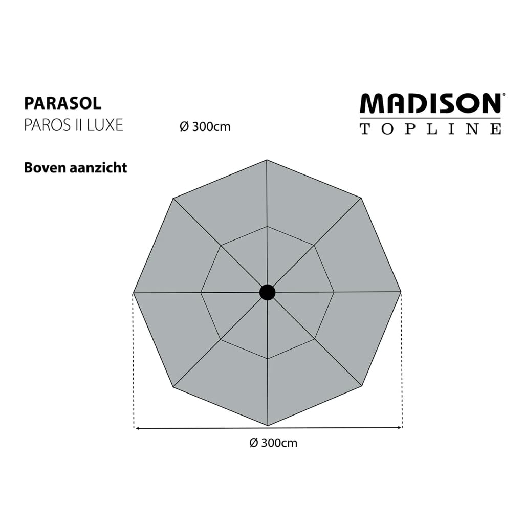 Madison Senčnik Paros II Luxe 300 cm svetlo siv