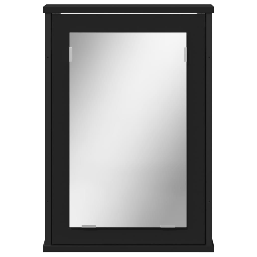 vidaXL Kopalniška omarica z ogledalom črna 42x12x60 cm inženirski les