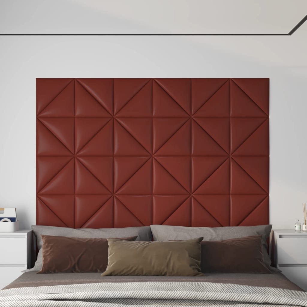 vidaXL Stenski paneli 12 kosov vinsko rdeči 30x30 cm um. usnje 0,54 m²