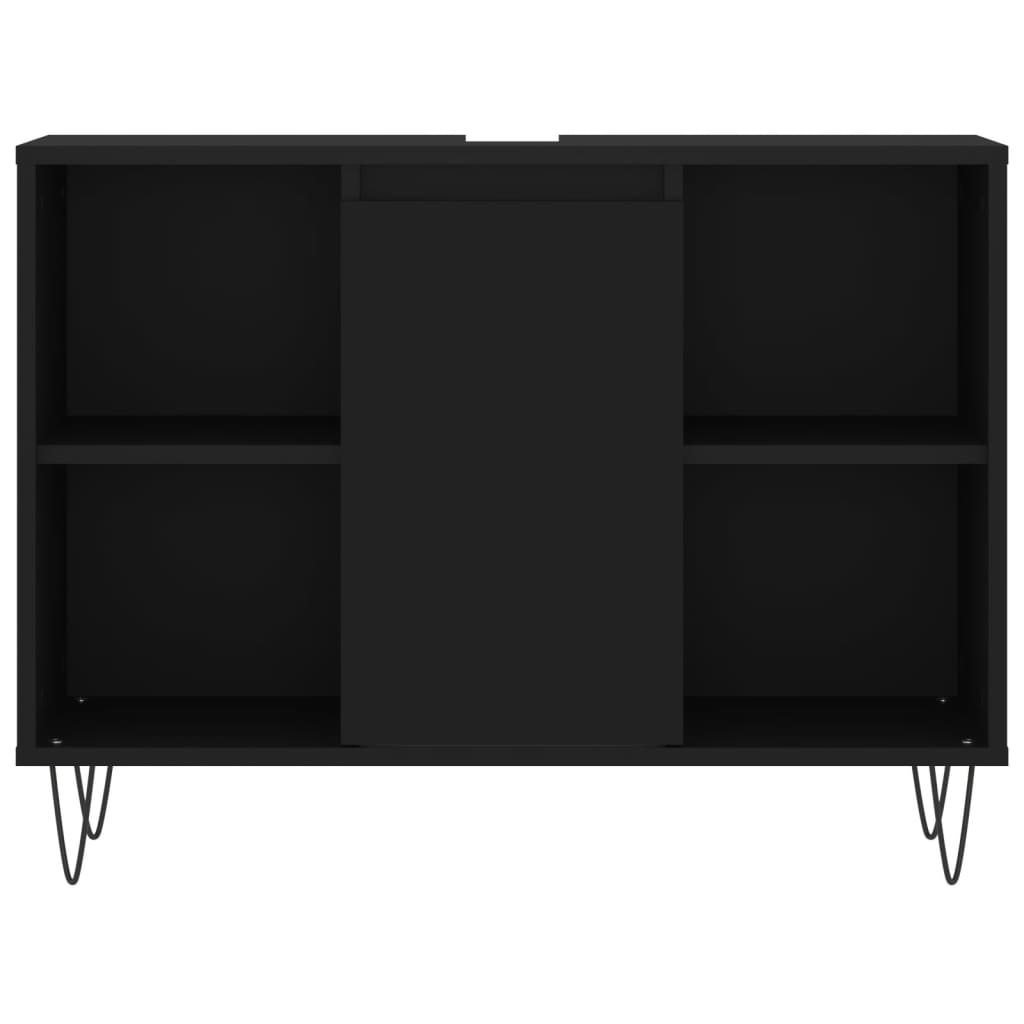 vidaXL Kopalniško pohištvo 3 kosi črne barve inženirski les