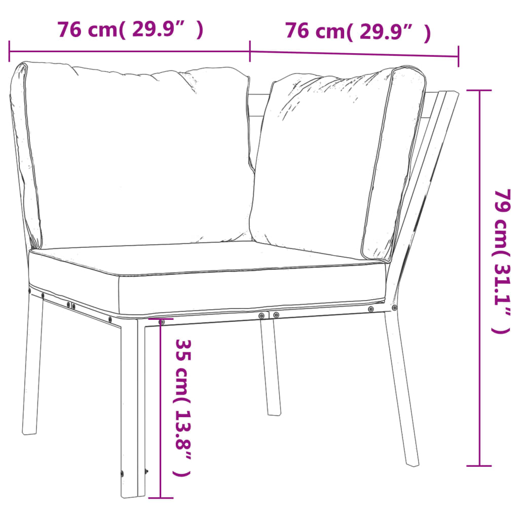 vidaXL Vrtni stol s peščenimi blazinami 76x76x79 cm jeklo