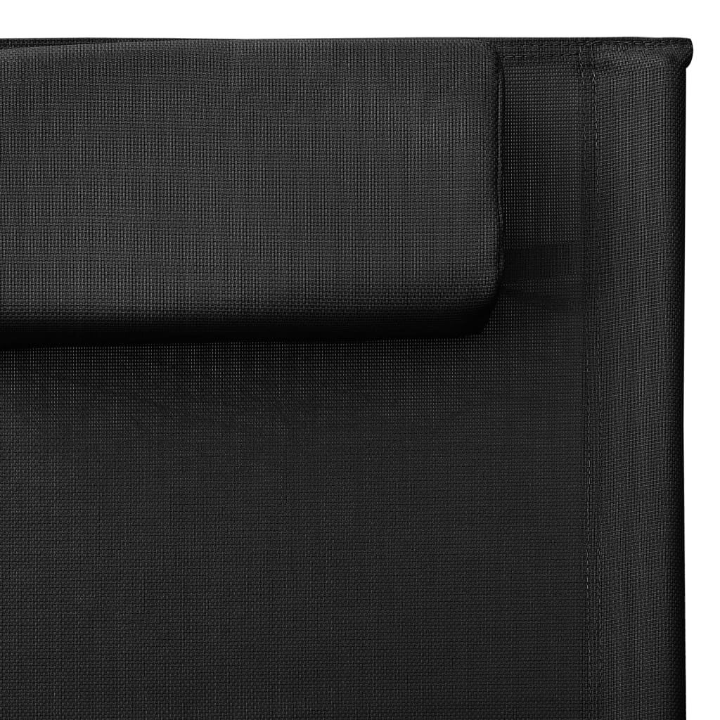 vidaXL Ležalnik iz tekstila črne in sive barve