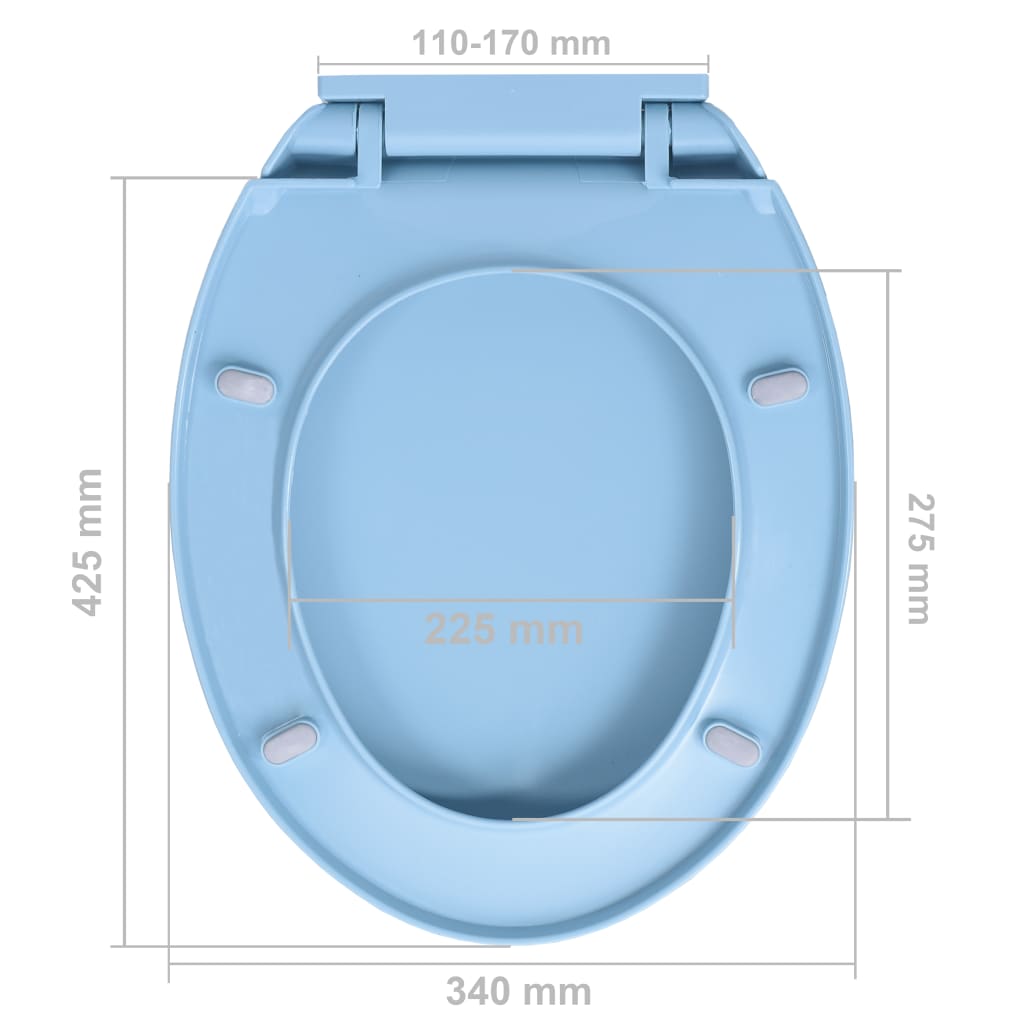 vidaXL WC deska s počasnim zapiranjem modra ovalna