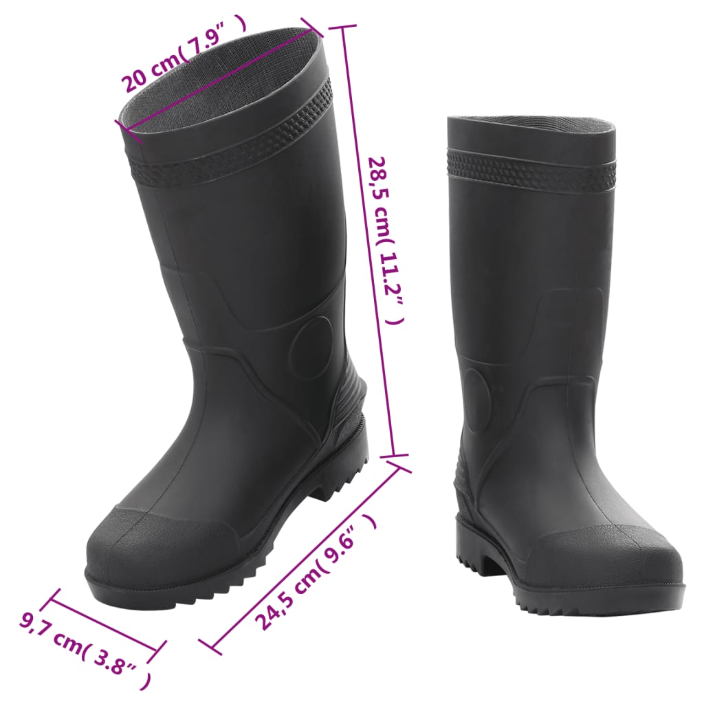 vidaXL Dežni škornji črni velikost 39 PVC