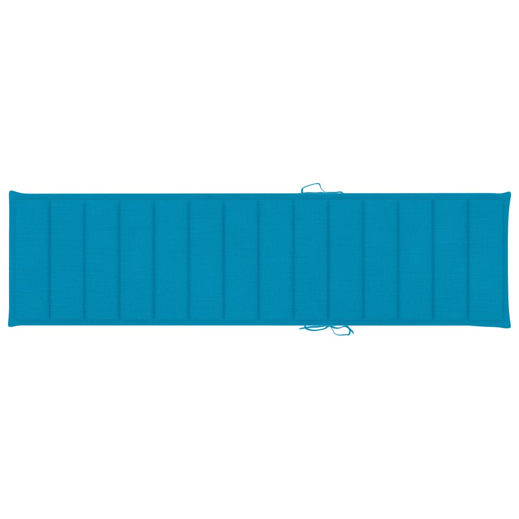 vidaXL Ležalnik z modro blazino trdna tikovina