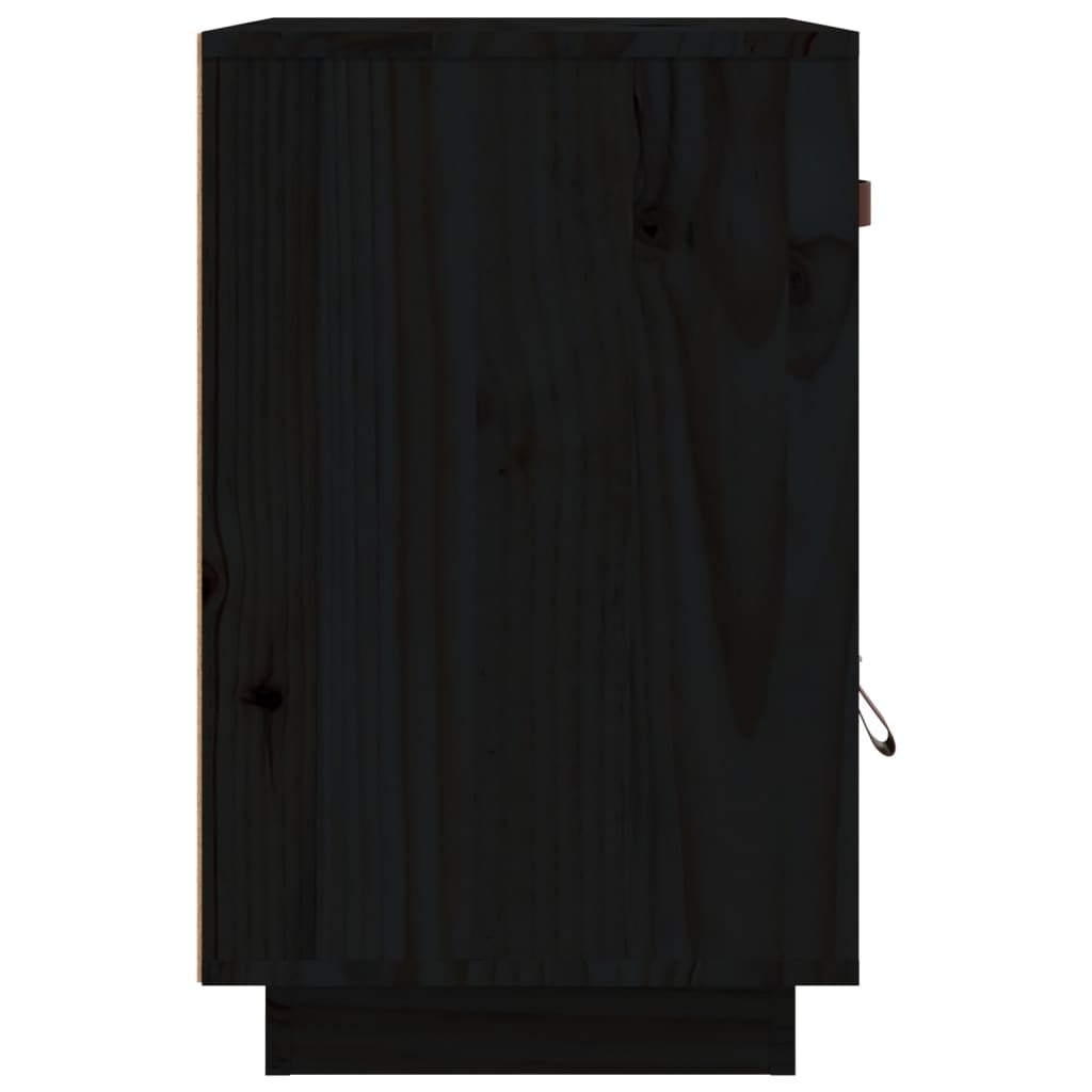 vidaXL Nočna omarica črna 40x34x55 cm trdna borovina
