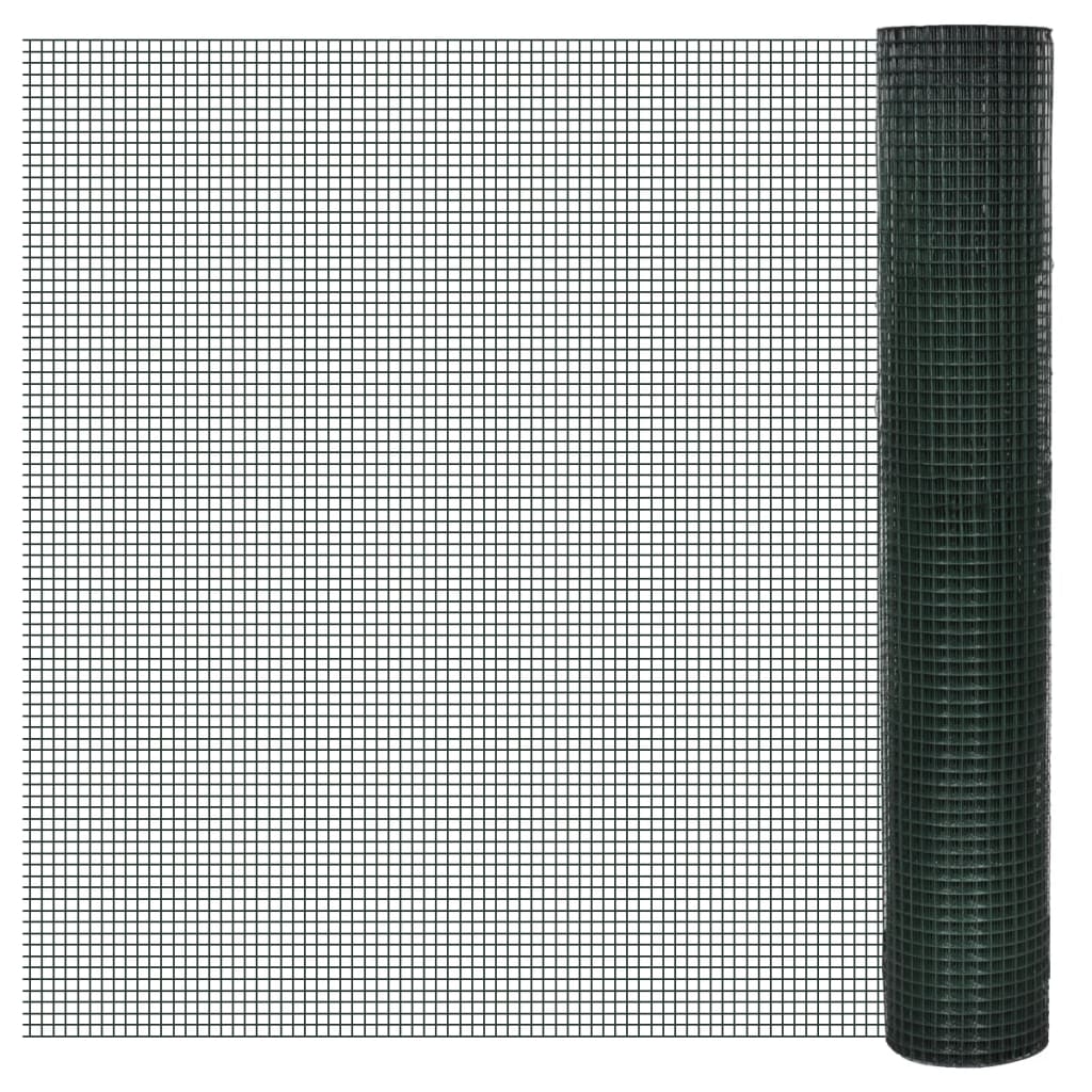 vidaXL Žična ograja pocinkana s PVC oblogo 10x1 m zelena