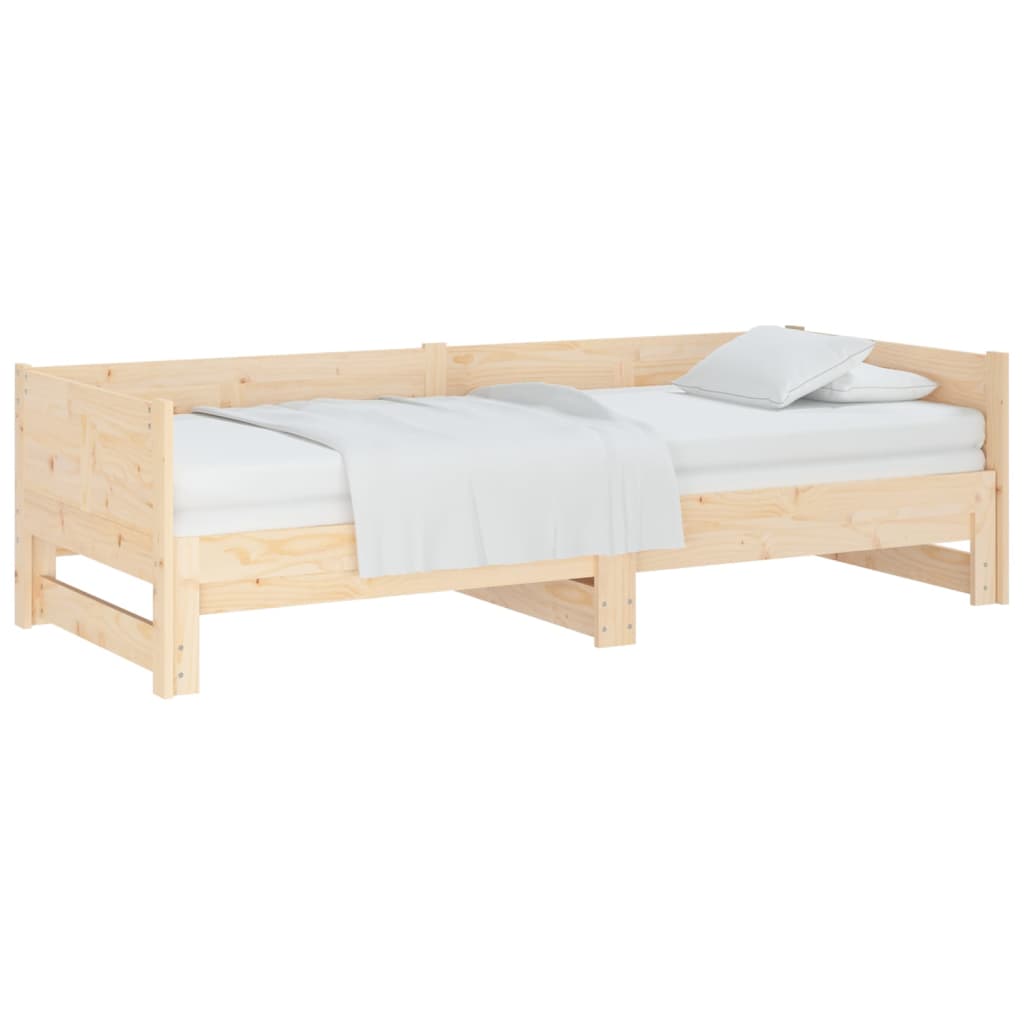 vidaXL Izvlečna dnevna postelja trdna borovina 2x(80x200) cm