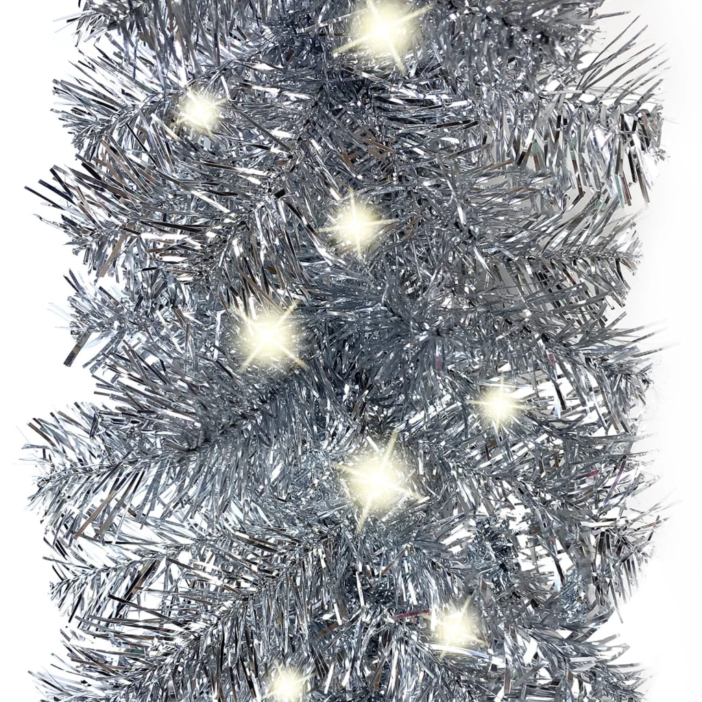 vidaXL Božična girlanda z LED lučkami 20 m srebrna