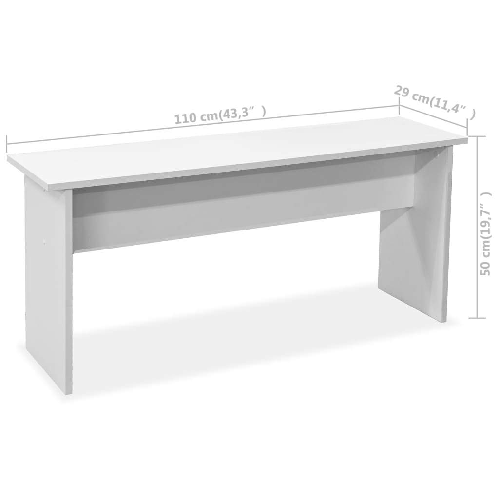 vidaXL Jedilna miza in klopi 3 kosi iverna plošča bele barve