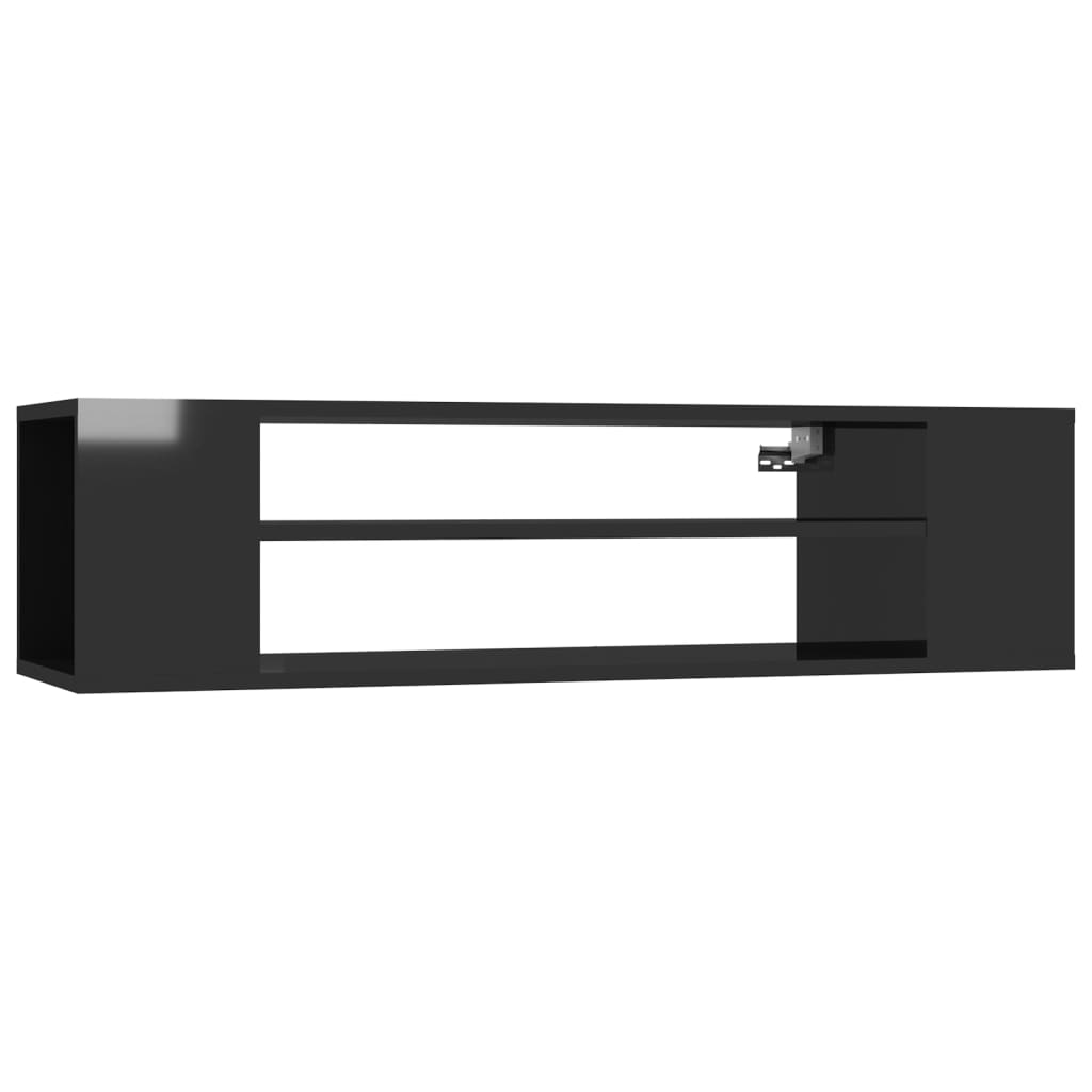vidaXL Viseča TV omarica visok sijaj črna 100x30x26,5 cm iverna plošča