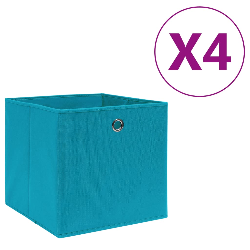 vidaXL Škatle 4 kosi netkano blago 28x28x28 cm baby modre
