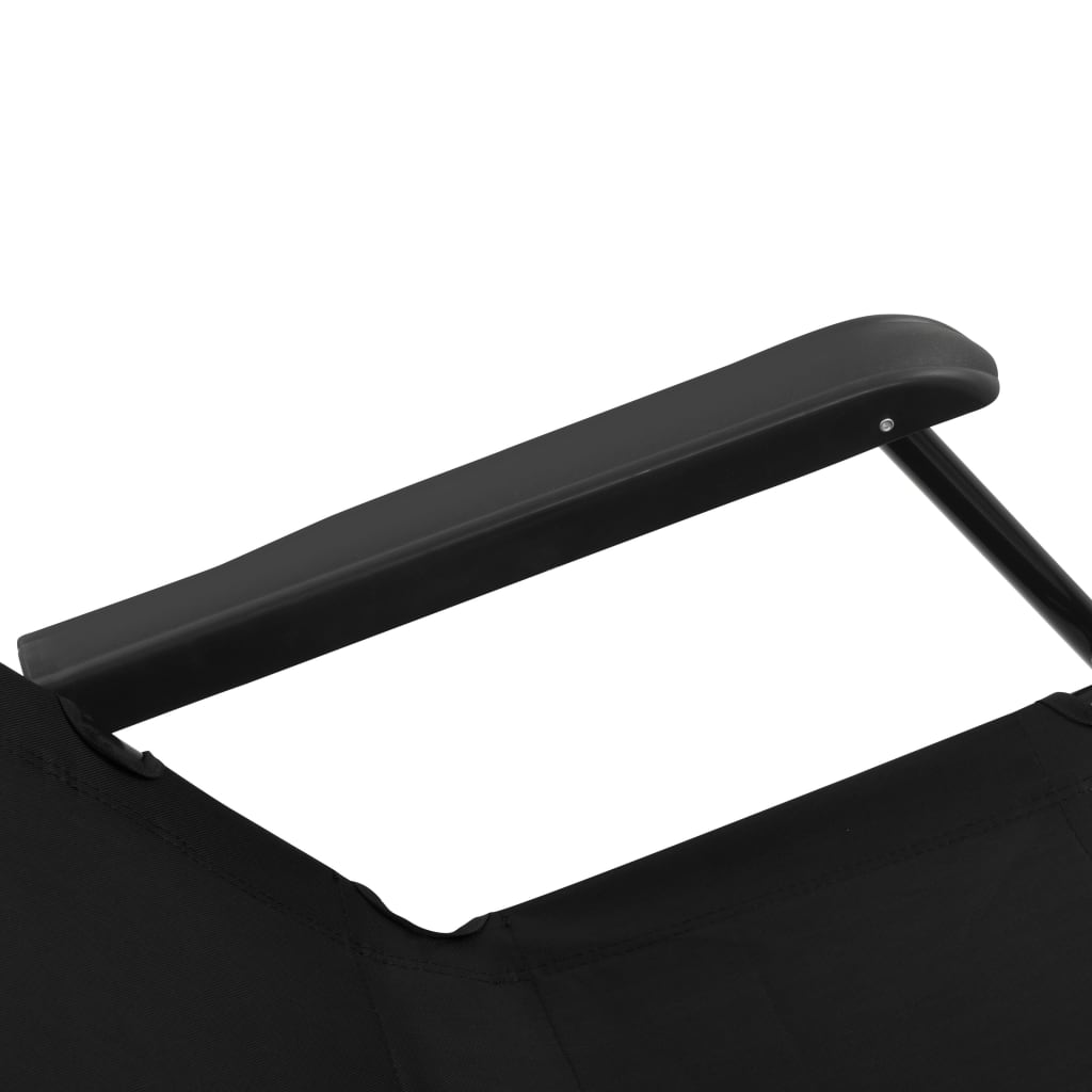 vidaXL Zložljiv ležalnik 2 kosa z naslonjali za noge jeklo črne barve