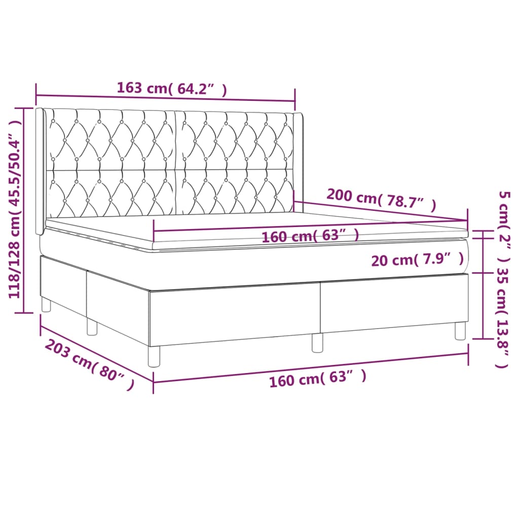 vidaXL Box spring postelja z vzmetnico črna 160x200 cm žamet