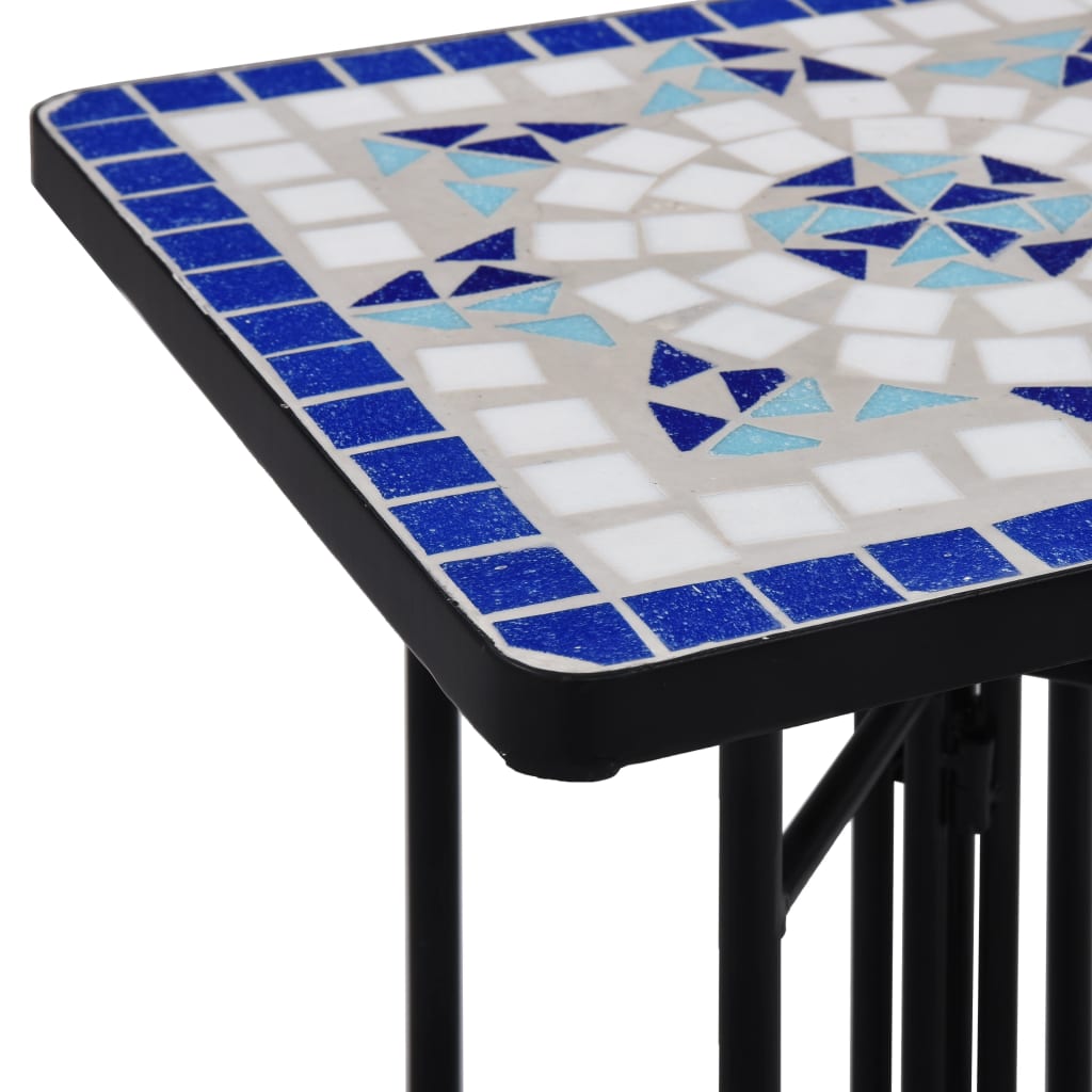 vidaXL Stranska mizica z mozaikom modra in bela keramika
