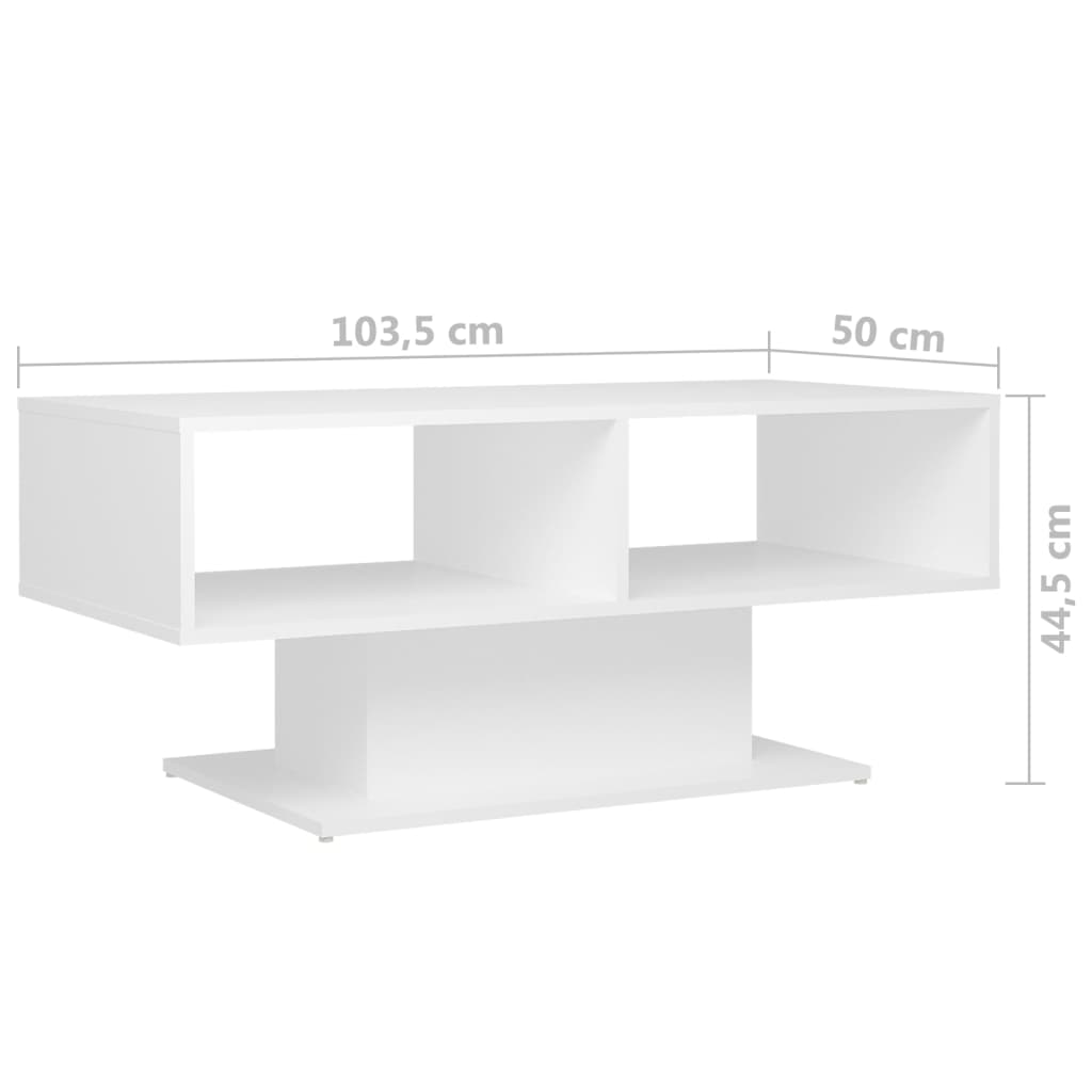 vidaXL Klubska mizica bela 103,5x50x44,5 cm iverna plošča