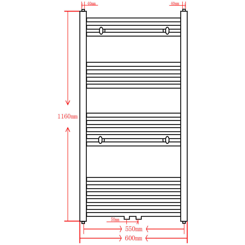 Kopalniški cevni radiator za centralno ogrevanje raven 600x1160 mm črn