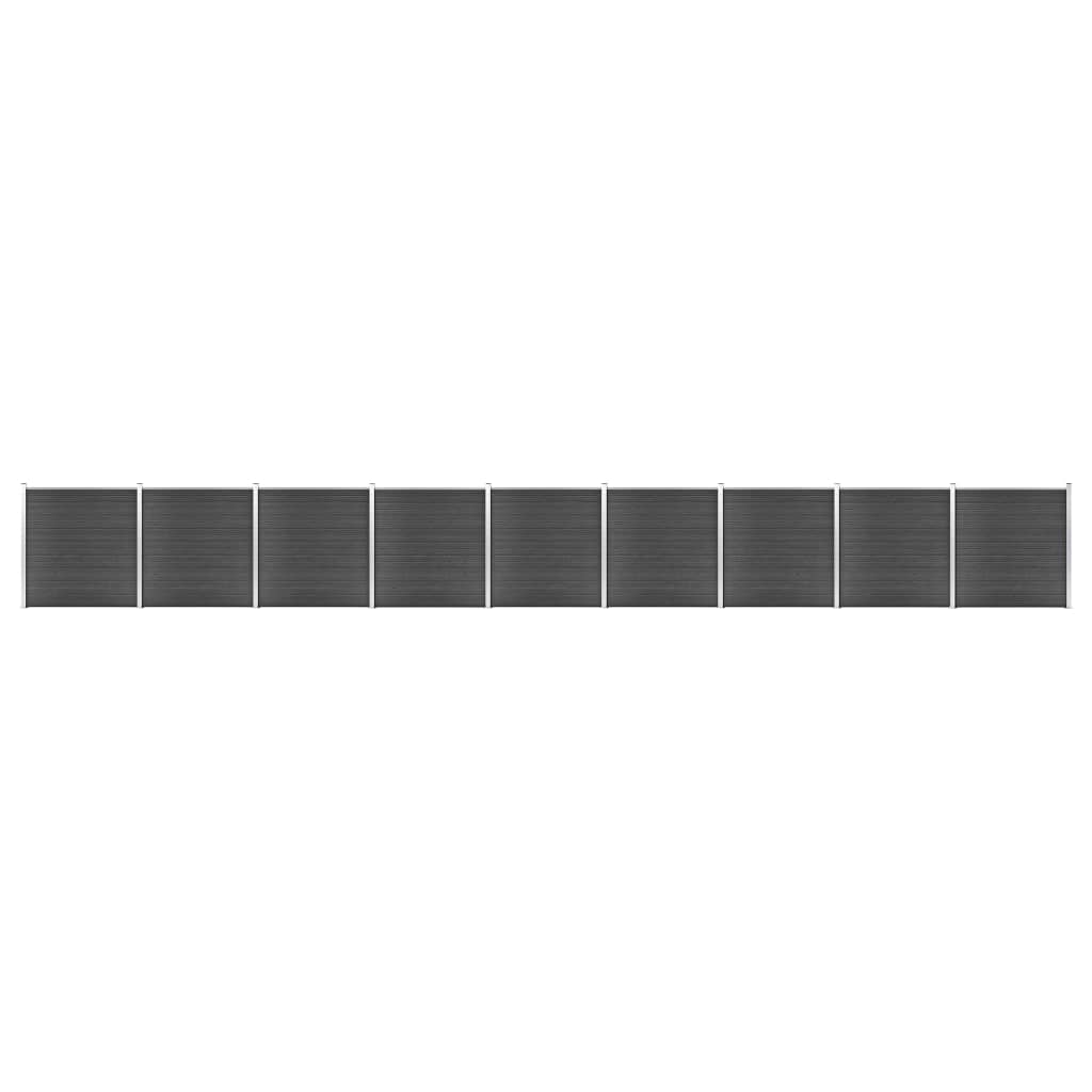 vidaXL Komplet ograjnih panelov WPC 1564x186 cm črn