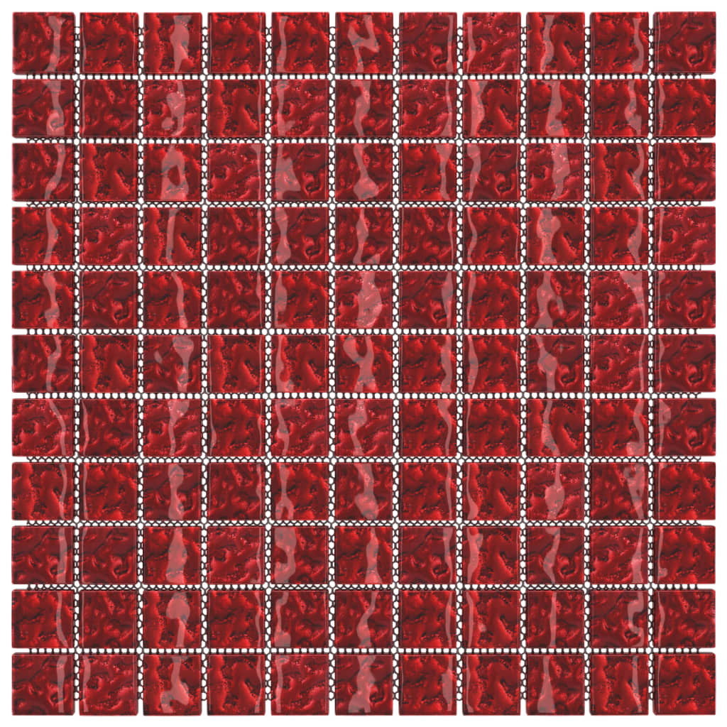 vidaXL Mozaik ploščice 11 kosov rdeče 30x30 cm steklo