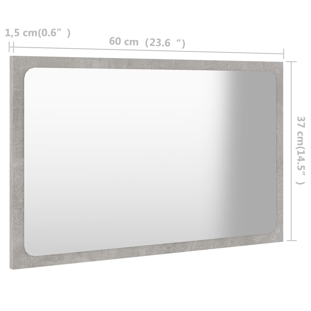 vidaXL Kopalniško ogledalo betonsko sivo 60x1,5x37 cm iverna plošča