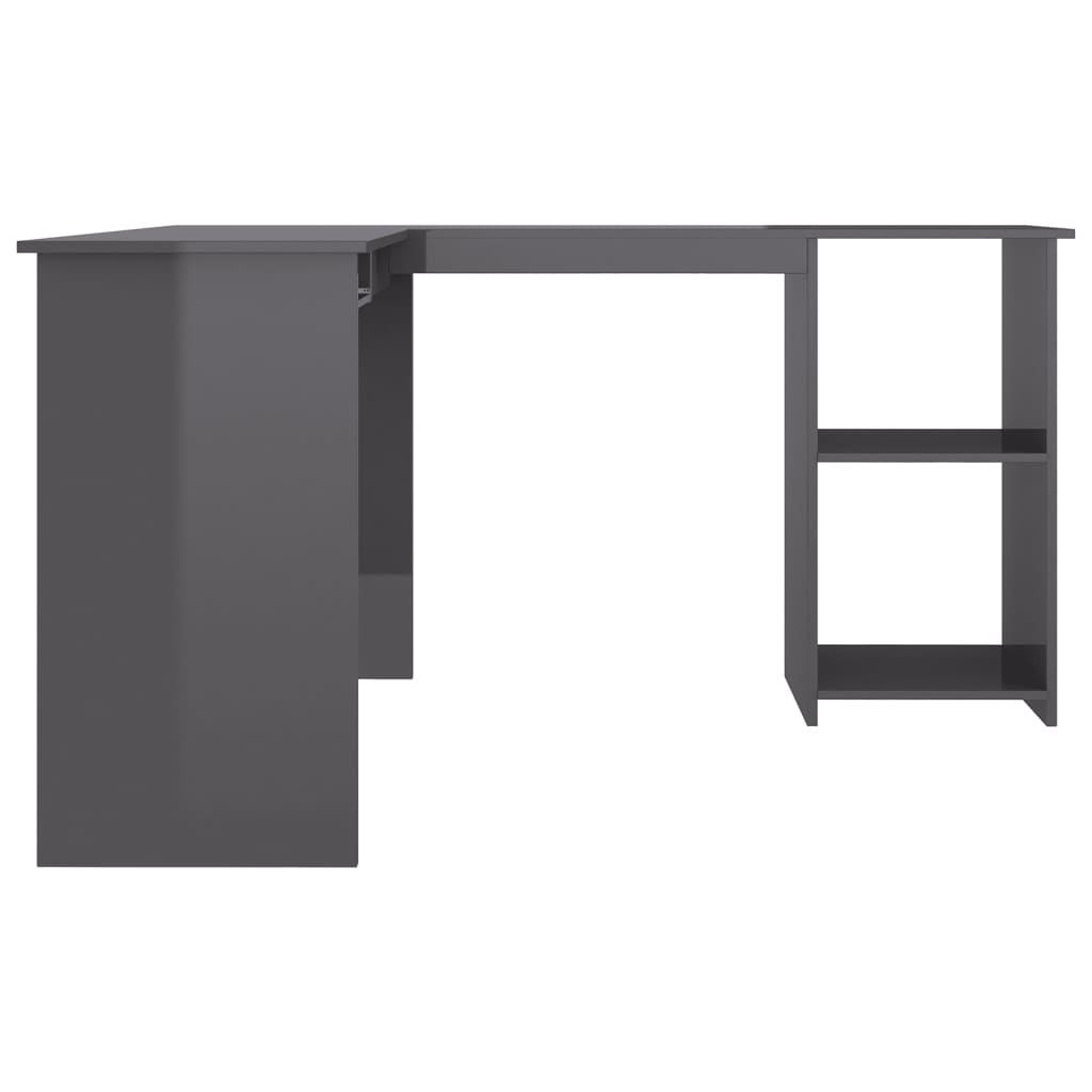 vidaXL Kotna miza L-oblike visok sijaj siva 120x140x75cm iverna plošča