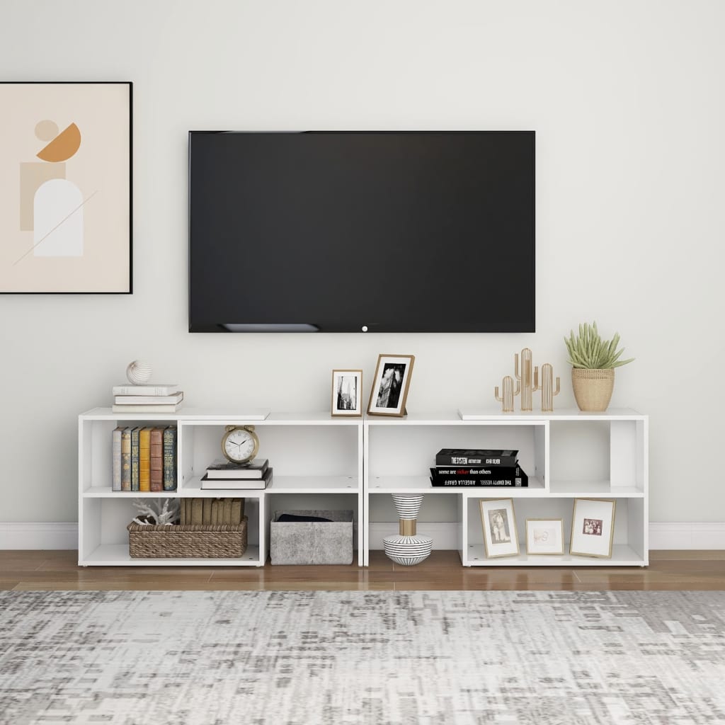 vidaXL TV omarica visok sijaj bela 149x30x52 cm iverna plošča