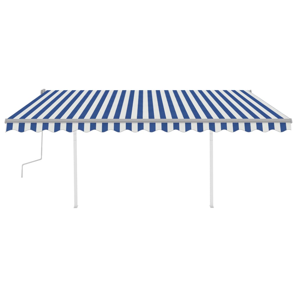 vidaXL Ročno zložljiva tenda z LED lučkami 4,5x3,5 m modra in bela