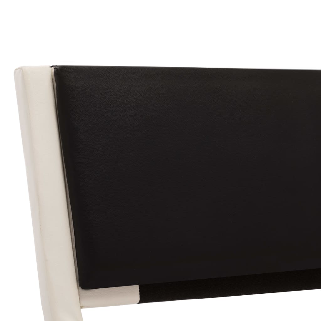 vidaXL Posteljni okvir LED belo in črno umetno usnje 180x200 cm