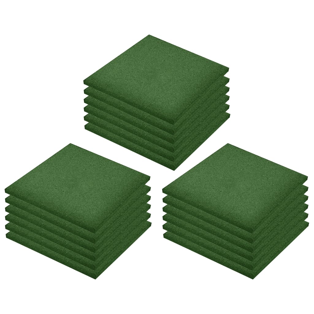 vidaXL Zaščitne plošče 18 kosov guma 50x50x3 cm zelene