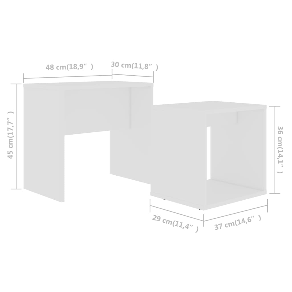 vidaXL Komplet klubskih mizic bel 48x30x45 cm iverna plošča