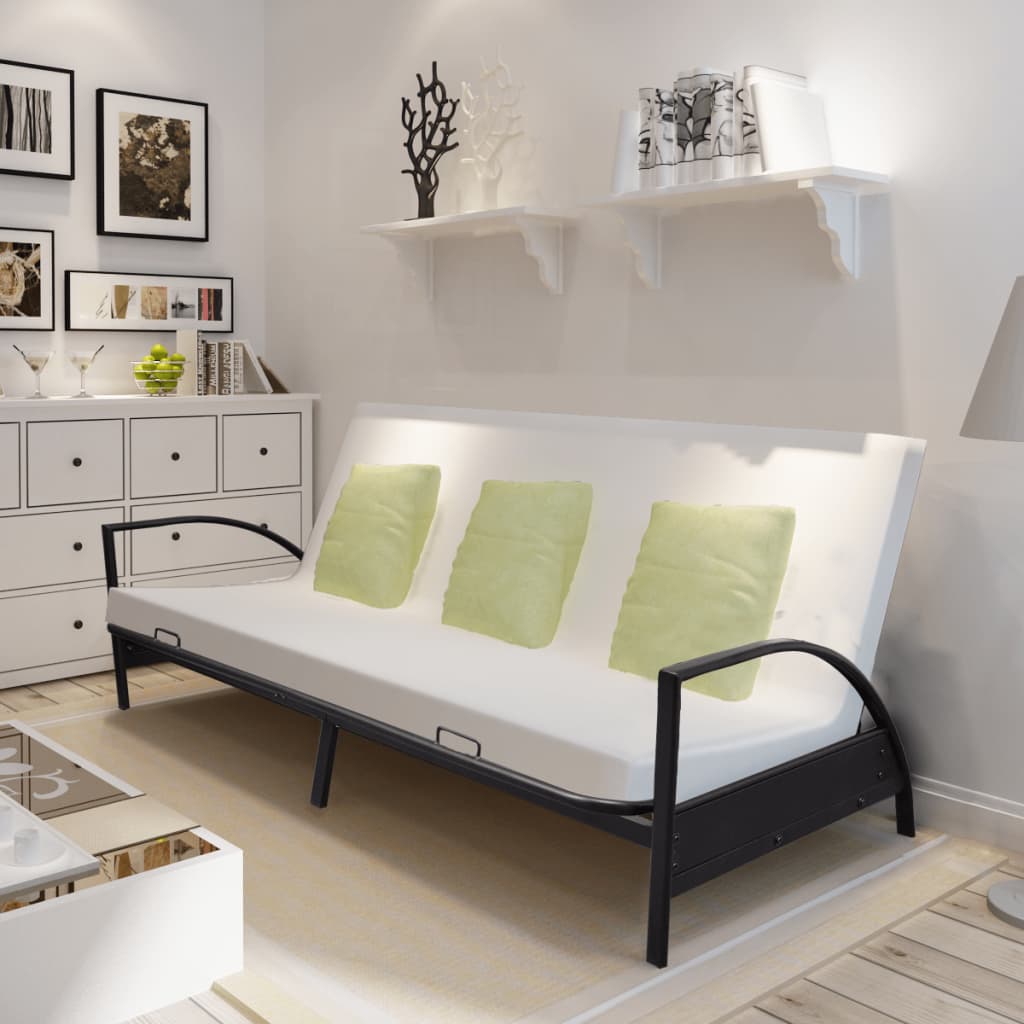 vidaXL Zložljivi kavč s posteljno funkcijo kovinski črne barve