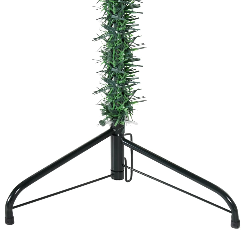 vidaXL Ozka umetna polovična novoletna jelka s stojalom zelena 150 cm