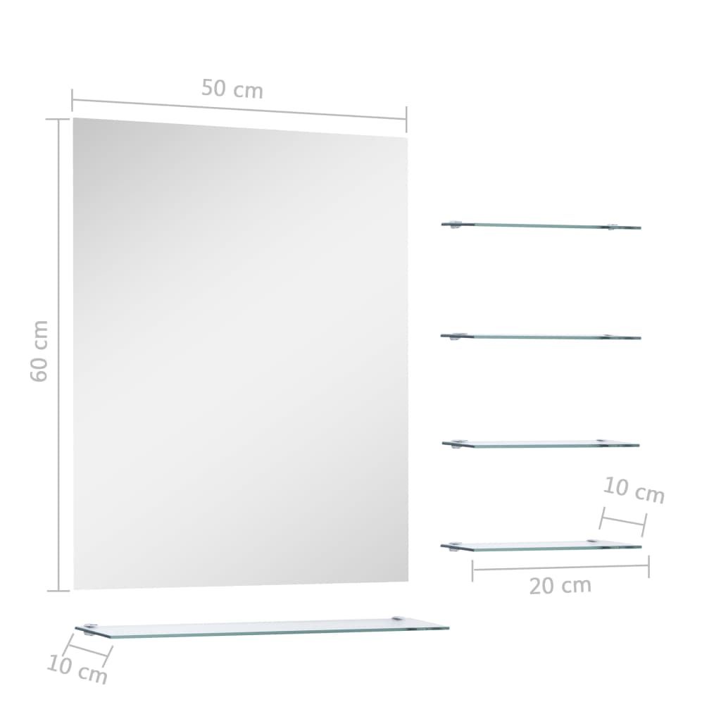 vidaXL Stensko ogledalo s 5 policami srebrno 50x60 cm