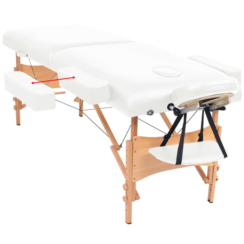 vidaXL 2-conska zložljiva masažna miza debeline 10 cm bela