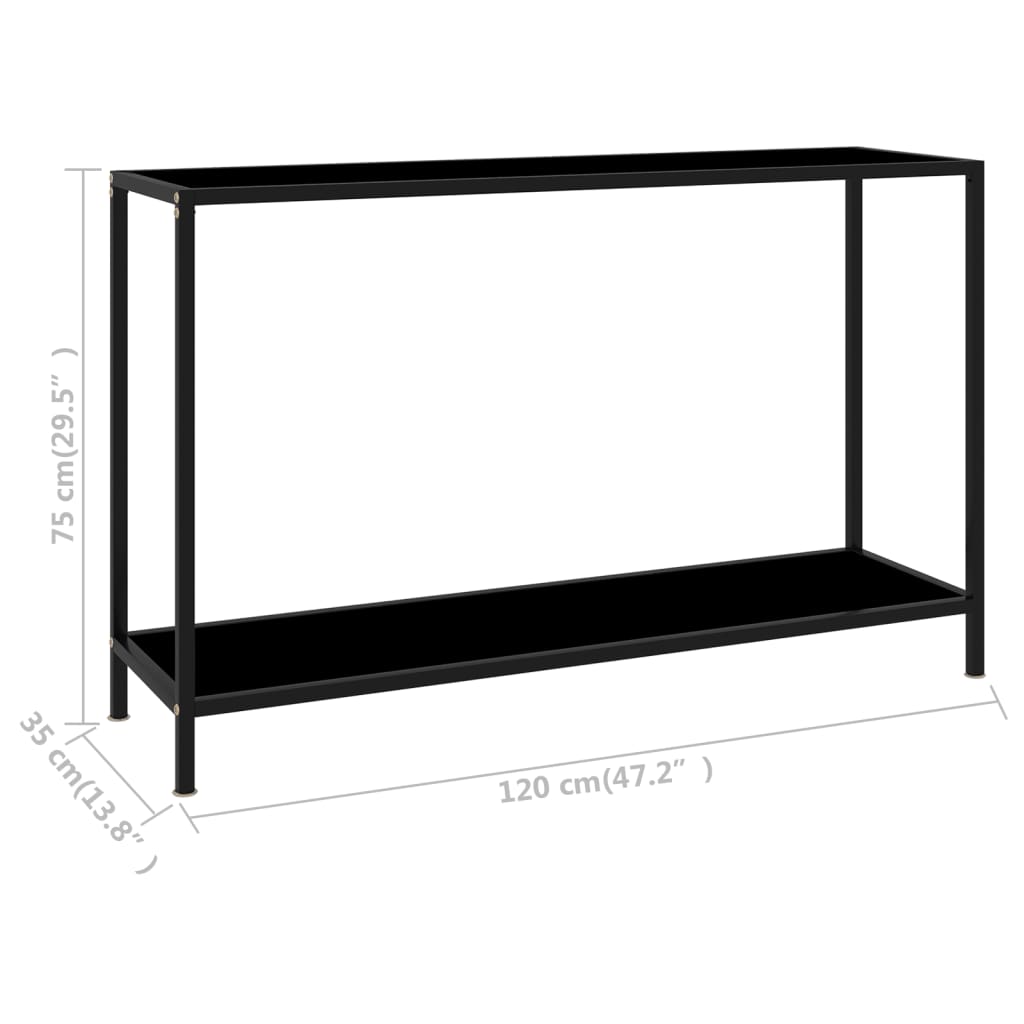vidaXL Konzolna mizica črna 120x35x75 cm kaljeno steklo