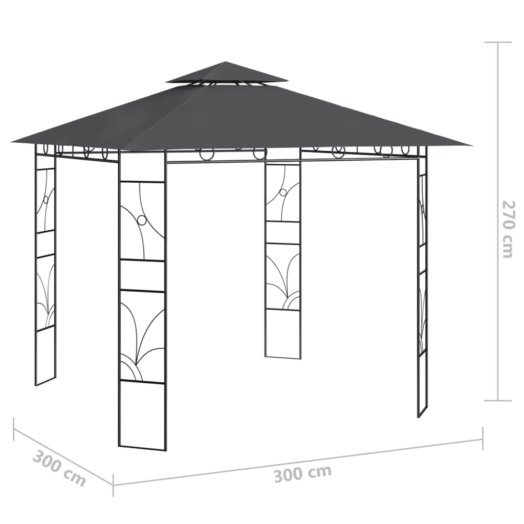 vidaXL Paviljon 3x3x2,7 m antraciten 160 g/m²