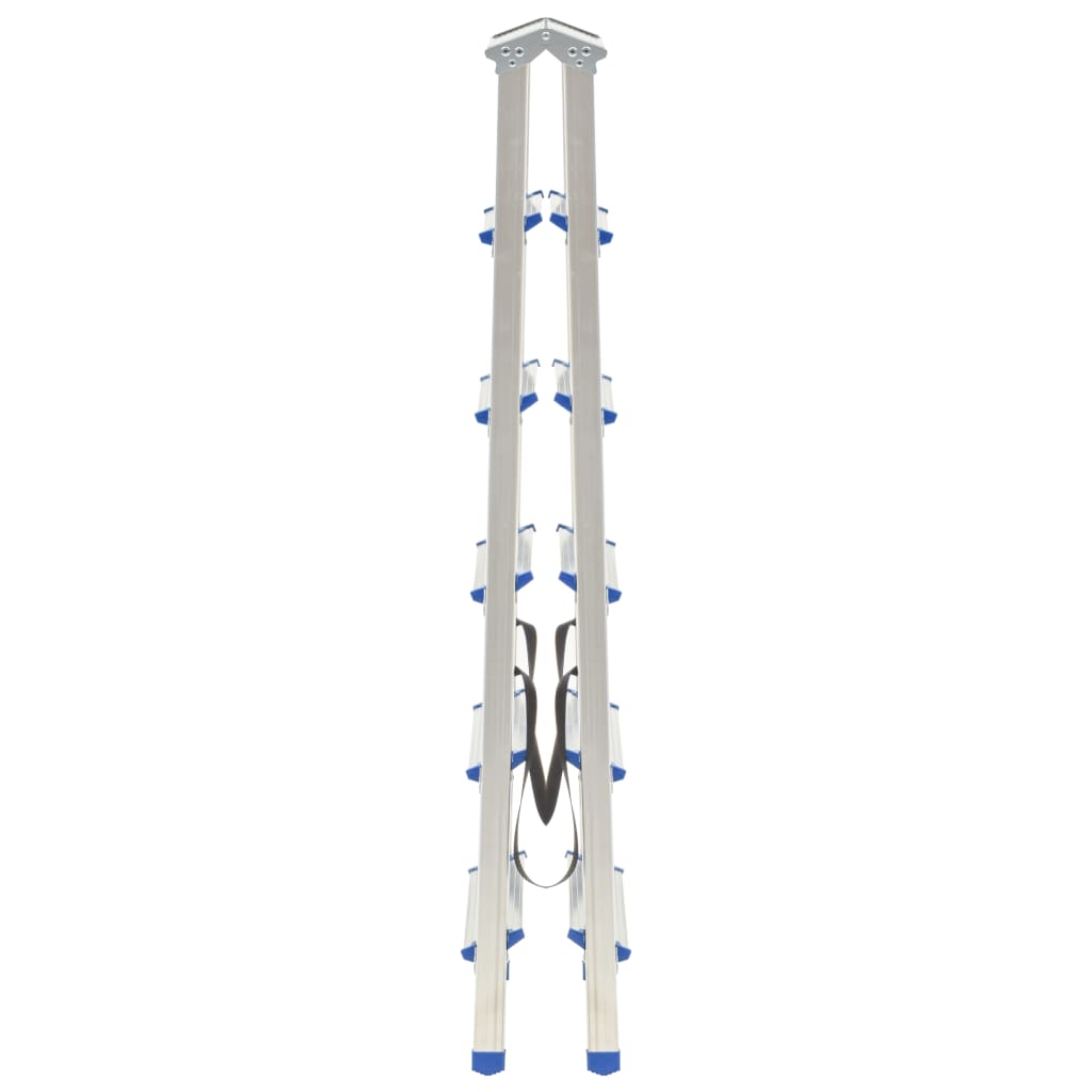 vidaXL Aluminijasta dvostranska lestev s 6 stopnicami 136 cm