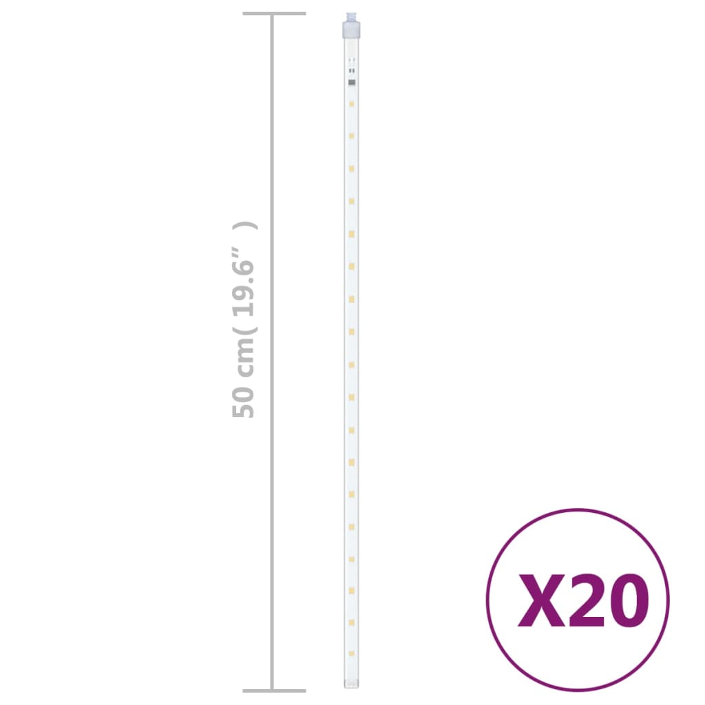 vidaXL Lučke utrinki 20 kosov 50 cm toplo bele 720 LED lučk