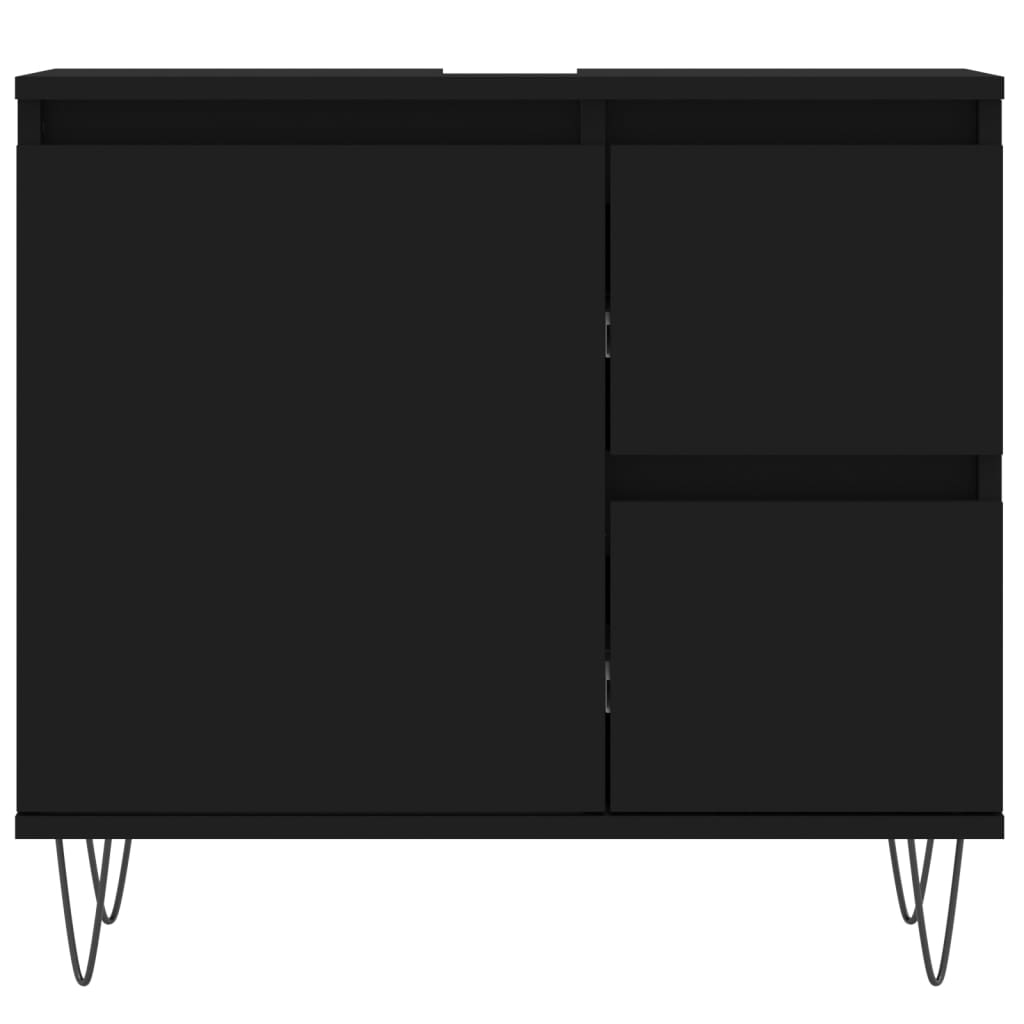 vidaXL Kopalniška omarica črna 65x33x60 cm inženirski les