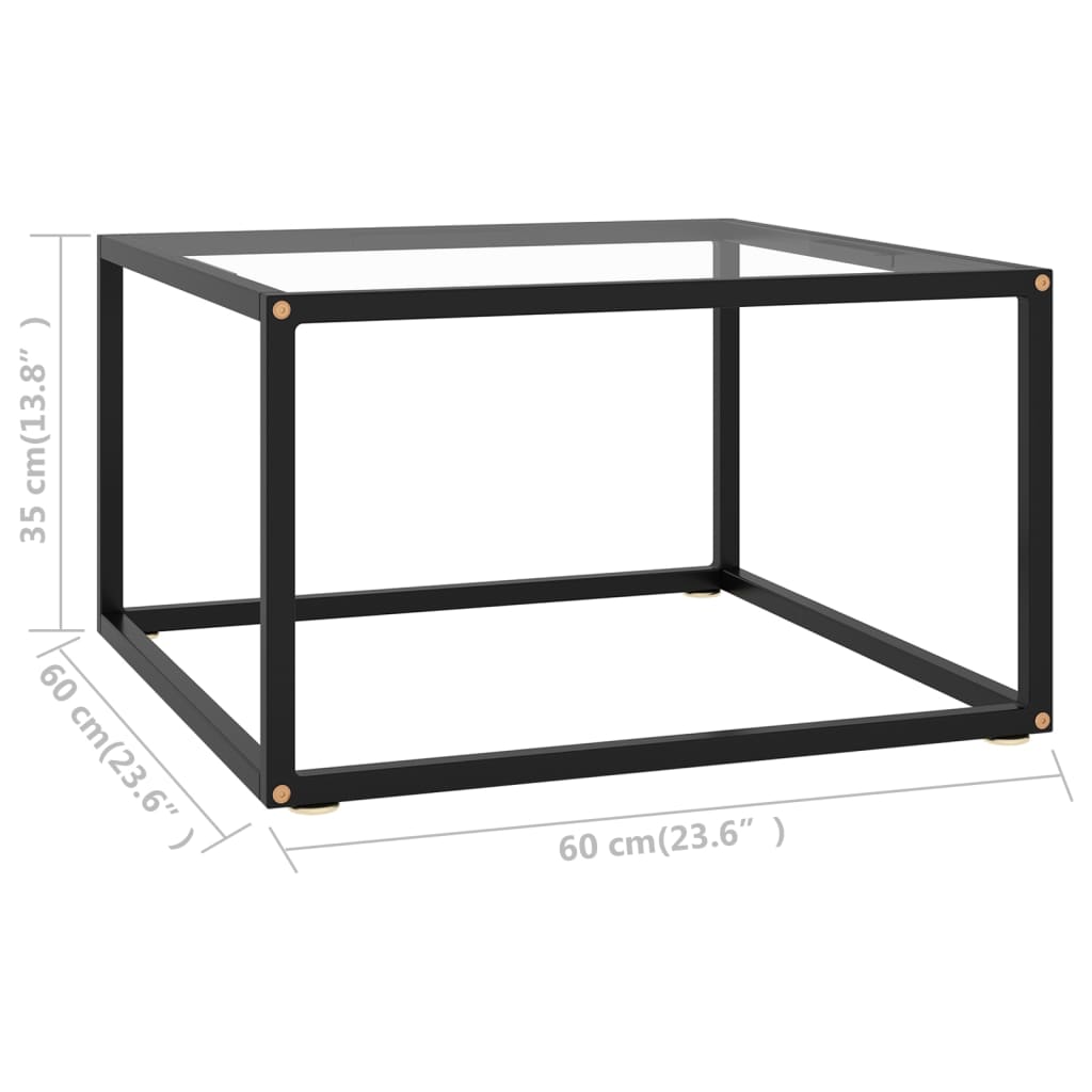 vidaXL Klubska mizica črna s kaljenim steklom 60x60x35 cm