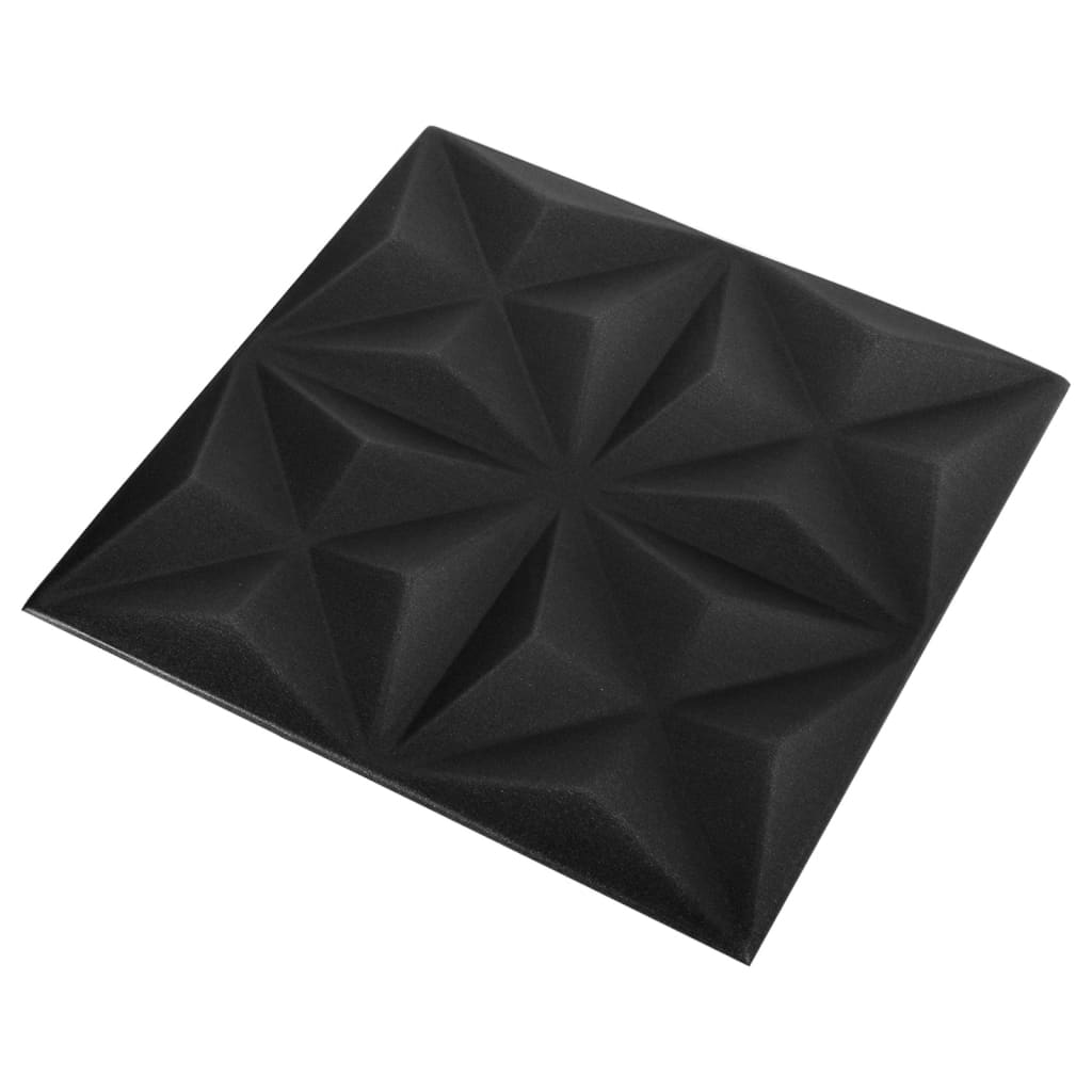 vidaXL 3D stenski paneli 12 kosov 50x50 cm origami črni 3 m²
