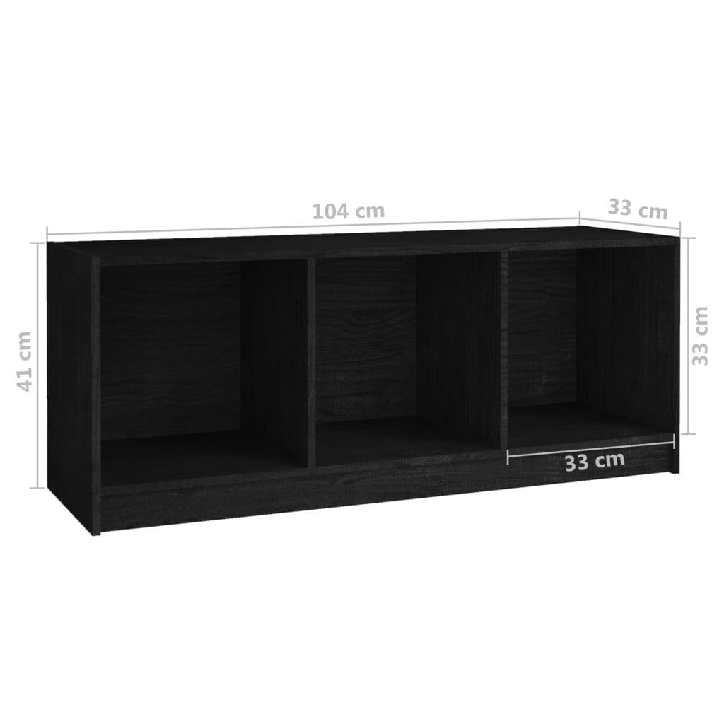 vidaXL TV omarica črna 104x33x41 cm trdna borovina
