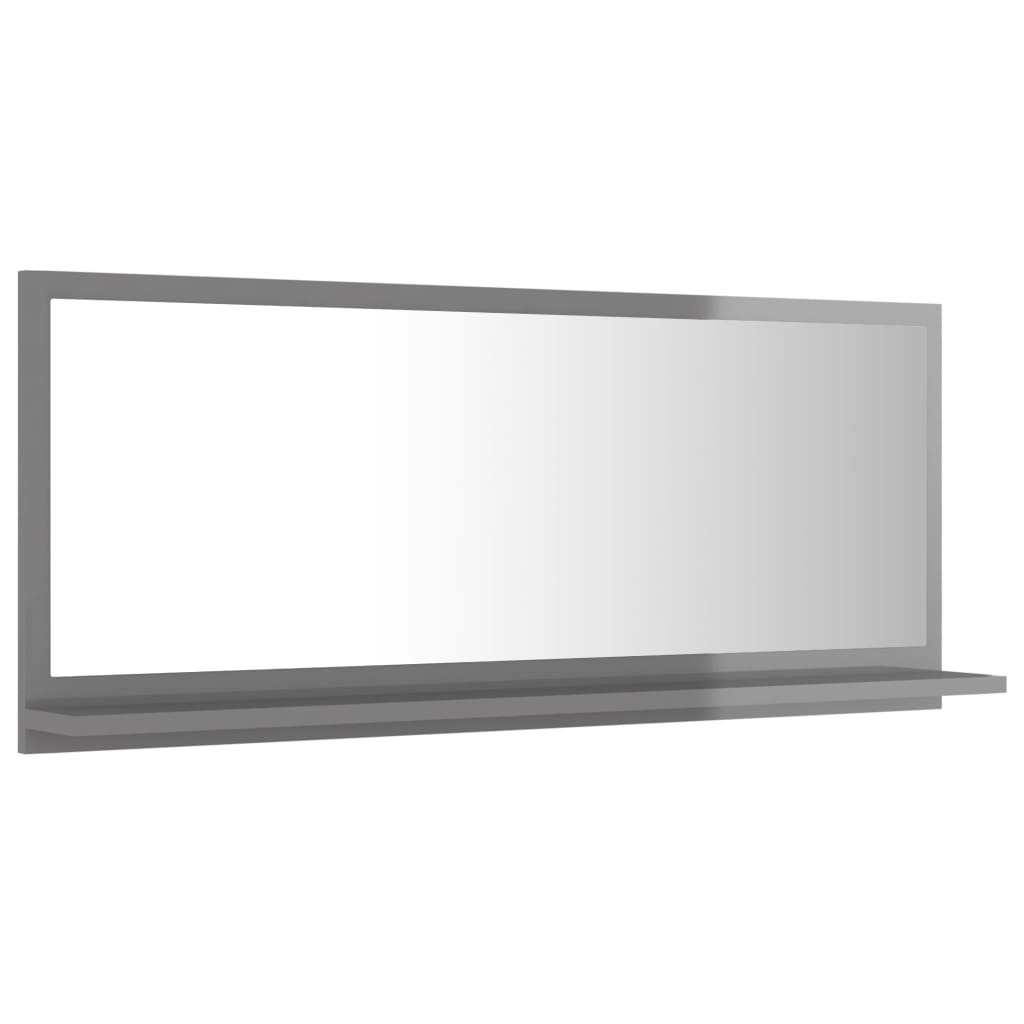 vidaXL Kopalniško ogledalo visok sijaj sivo 90x10,5x37 cm iverna pl.