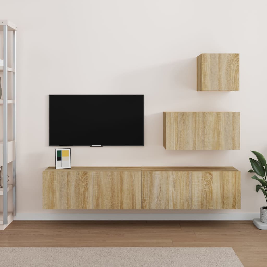vidaXL Komplet TV omaric 4-delni sonoma hrast inženirski les