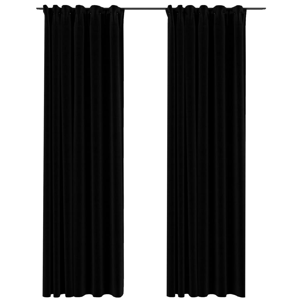 vidaXL Zatemnitvene zavese z obešali 2 kosa črne 140x225 cm