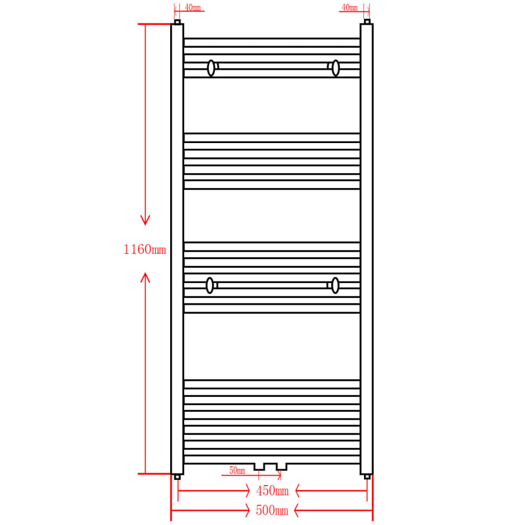vidaXL Kopalniški radiator z ukrivljenimi cevmi 500x1160 mm siv
