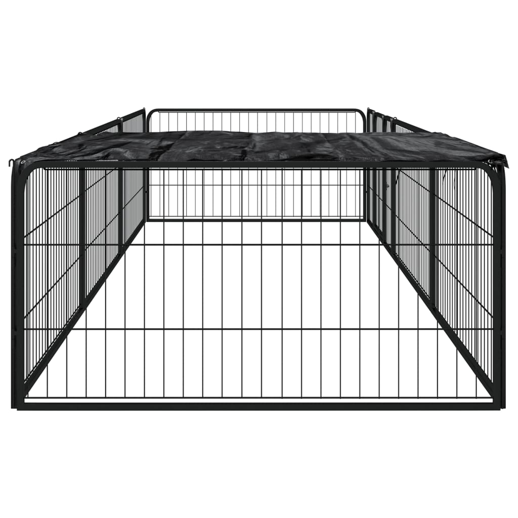 vidaXL Pasja ograda z 8 paneli črna 100x50 cm prašno barvano jeklo