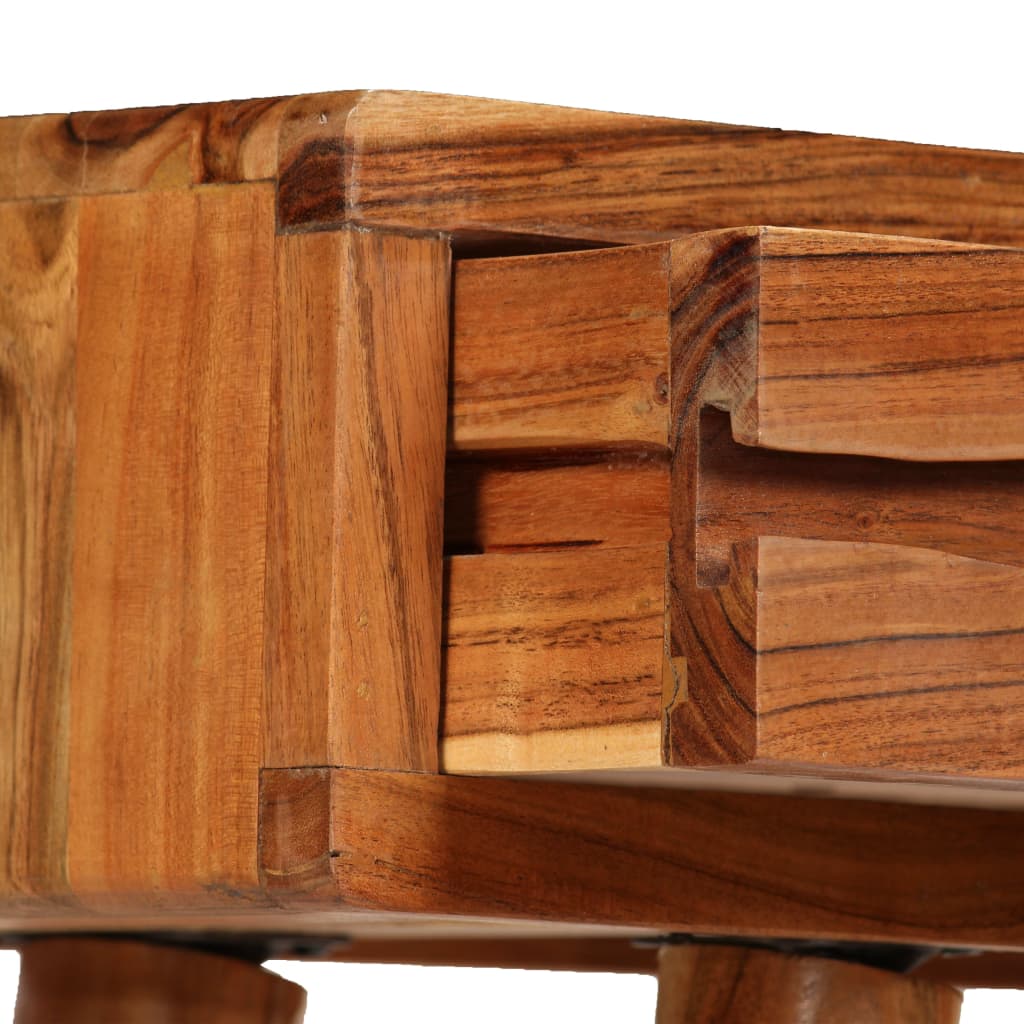 vidaXL Konzolna mizica trdna akacija in rezljani predali 118x30x80cm