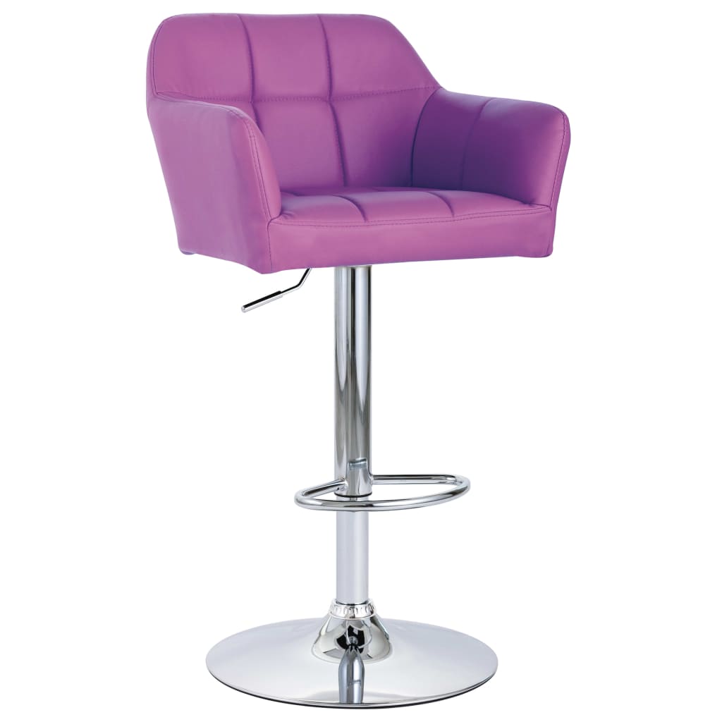 vidaXL Barski stolčki 2 kosa z naslonjali za roke vijolično um. usnje